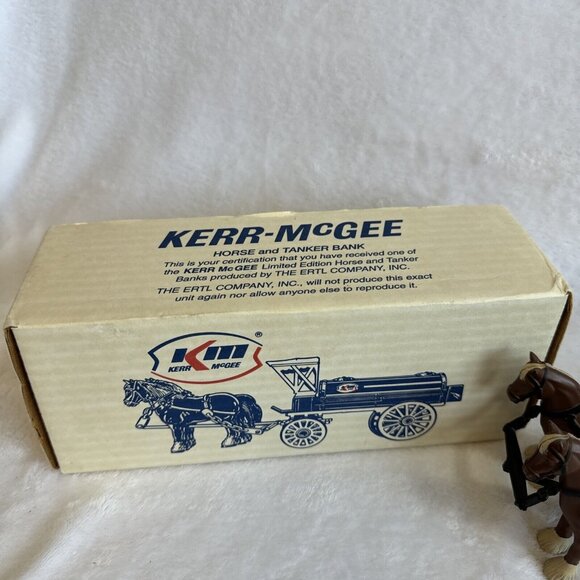 1991 Ertl Kerr Mcgee Die Cast Horse & Tanker Fuel Tank Bank In Box. #9286 - Picture 3 of 12
